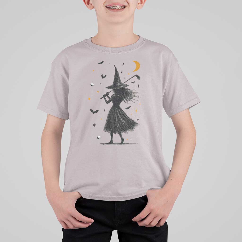 Halloween Sports Gift T Shirt For Kid Creepy Witch With Golf Club - Wonder Print Shop