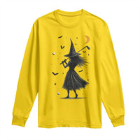Halloween Sports Gift Long Sleeve Shirt Creepy Witch With Golf Club - Wonder Print Shop