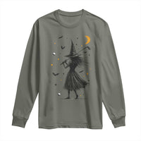 Halloween Sports Gift Long Sleeve Shirt Creepy Witch With Golf Club - Wonder Print Shop