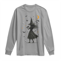 Halloween Sports Gift Long Sleeve Shirt Creepy Witch With Golf Club - Wonder Print Shop