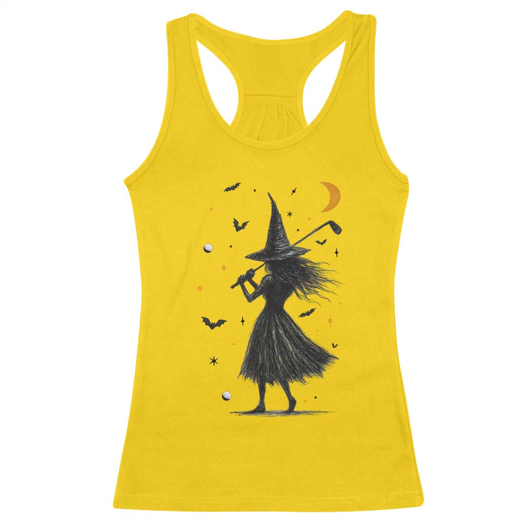 Halloween Sports Gift Racerback Tank Top Creepy Witch With Golf Club - Wonder Print Shop