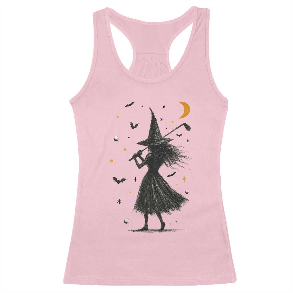 Halloween Sports Gift Racerback Tank Top Creepy Witch With Golf Club - Wonder Print Shop