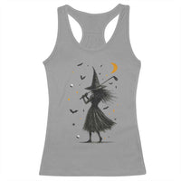 Halloween Sports Gift Racerback Tank Top Creepy Witch With Golf Club - Wonder Print Shop