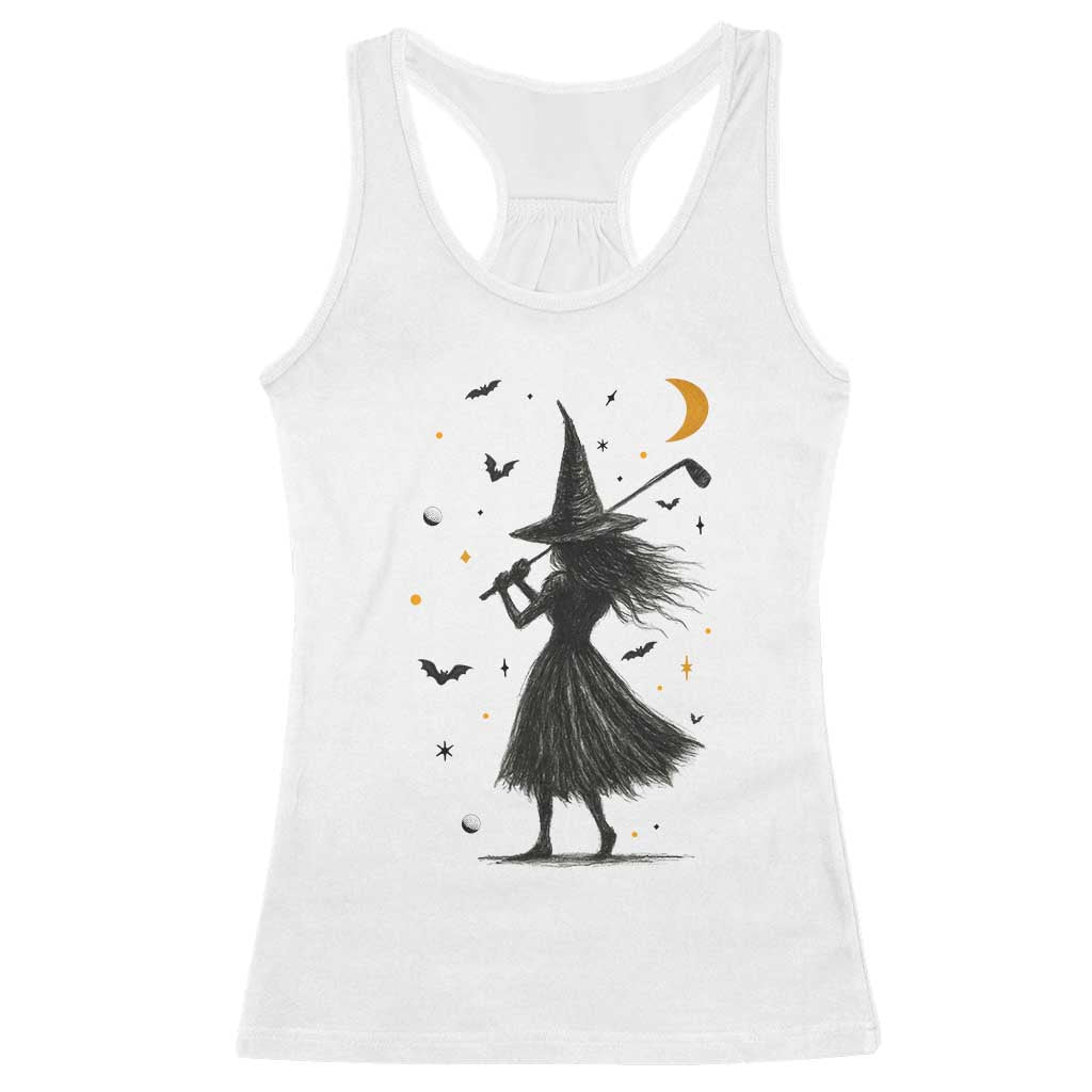 Halloween Sports Gift Racerback Tank Top Creepy Witch With Golf Club - Wonder Print Shop
