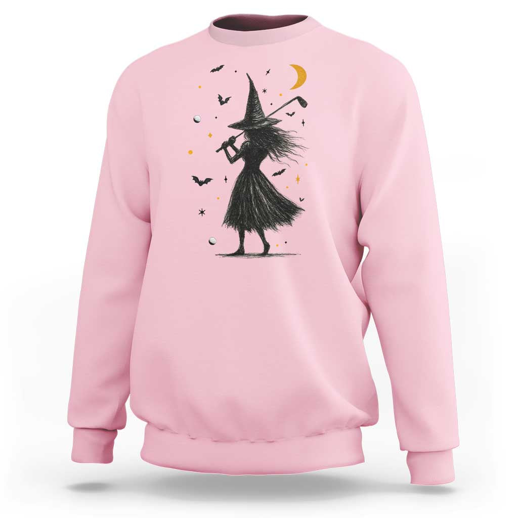 Halloween Sports Gift Sweatshirt Creepy Witch With Golf Club - Wonder Print Shop