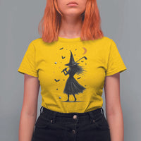 Halloween Sports Gift T Shirt For Women Creepy Witch With Golf Club - Wonder Print Shop
