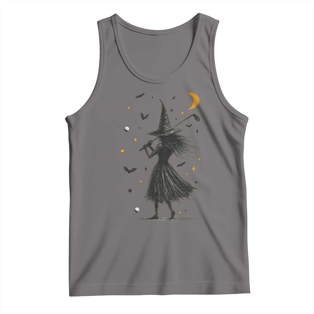 Halloween Sports Gift Tank Top Creepy Witch With Golf Club - Wonder Print Shop