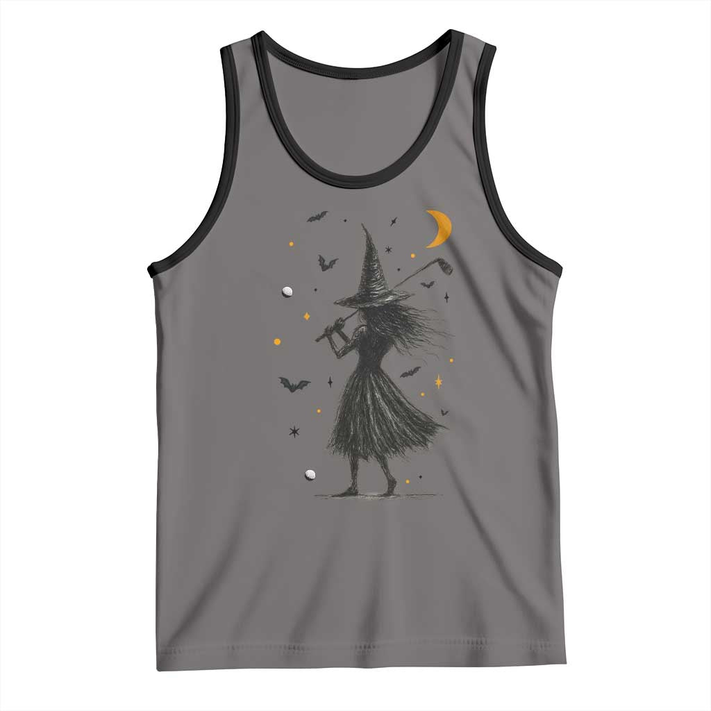 Halloween Sports Gift Tank Top Creepy Witch With Golf Club - Wonder Print Shop