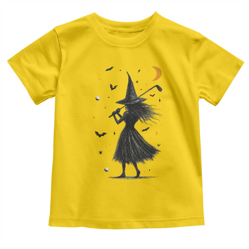 Halloween Sports Gift Toddler T Shirt Creepy Witch With Golf Club - Wonder Print Shop