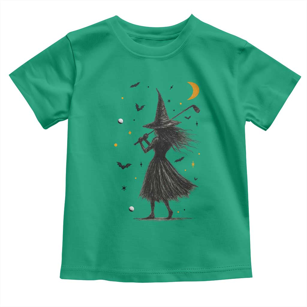 Halloween Sports Gift Toddler T Shirt Creepy Witch With Golf Club - Wonder Print Shop
