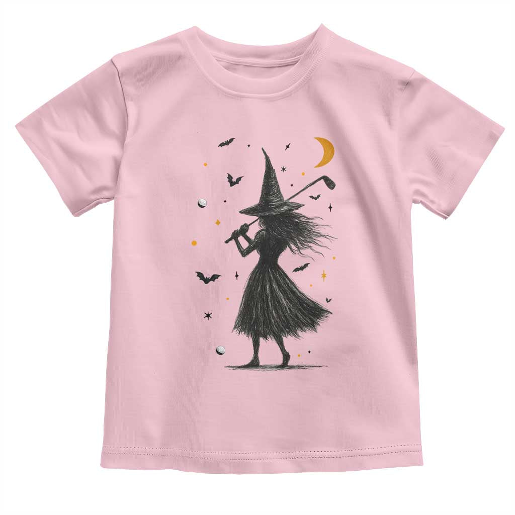 Halloween Sports Gift Toddler T Shirt Creepy Witch With Golf Club - Wonder Print Shop