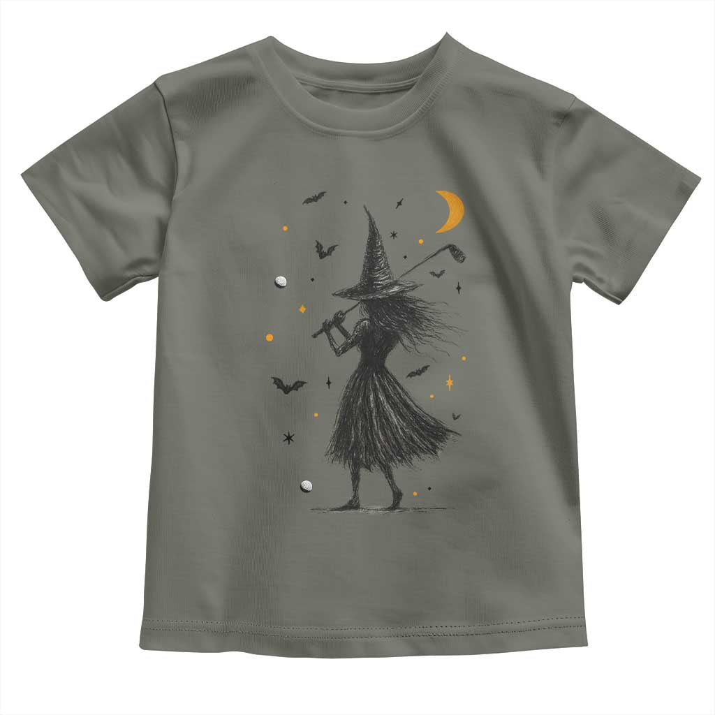 Halloween Sports Gift Toddler T Shirt Creepy Witch With Golf Club - Wonder Print Shop