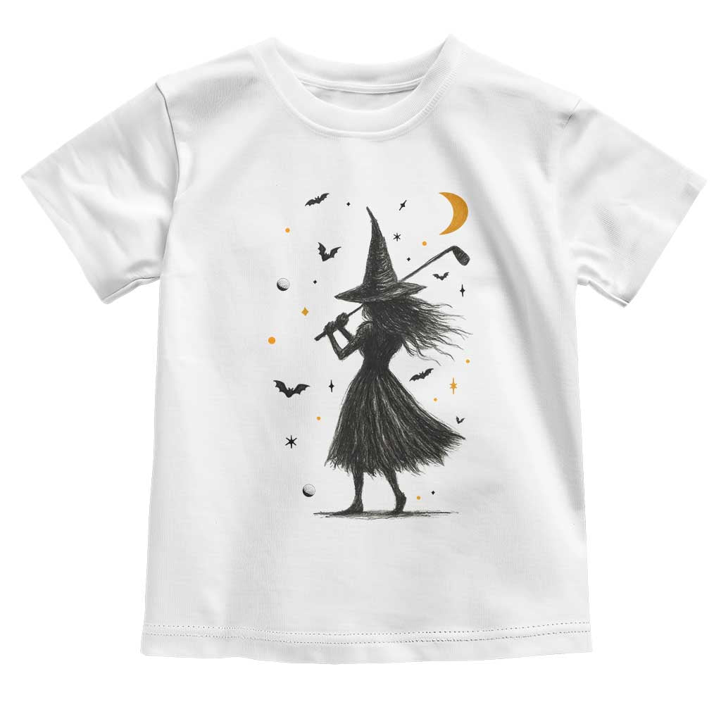 Halloween Sports Gift Toddler T Shirt Creepy Witch With Golf Club - Wonder Print Shop