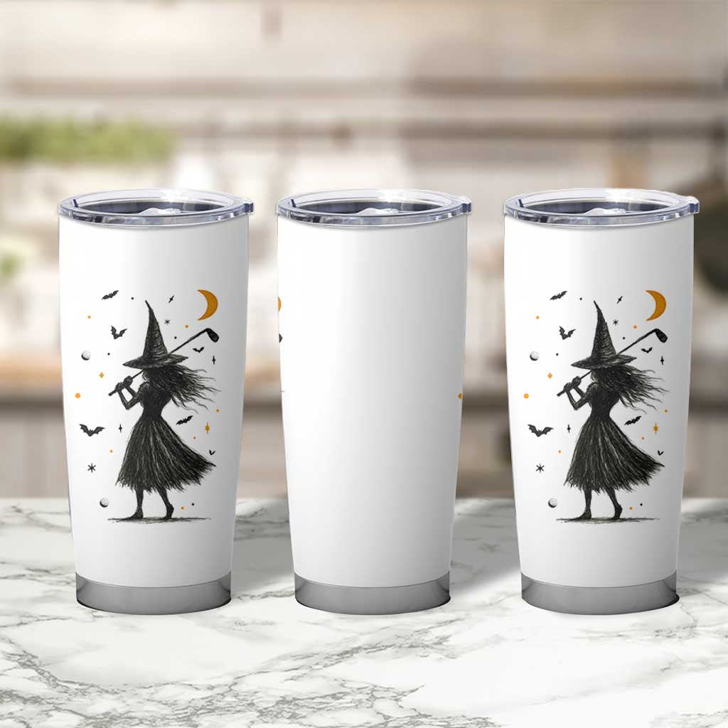 Halloween Sports Gift Tumbler Cup Creepy Witch With Golf Club
