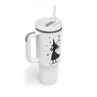 Halloween Sports Gift Tumbler With Handle Creepy Witch With Golf Club