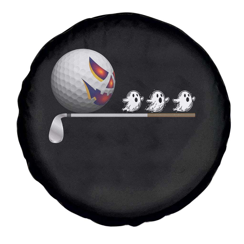 Funny Halloween Golf Pumpkin Chasing Ghost Gift Spare Tire Cover - Wonder Print Shop