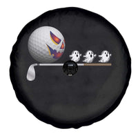 Funny Halloween Golf Pumpkin Chasing Ghost Gift Spare Tire Cover - Wonder Print Shop