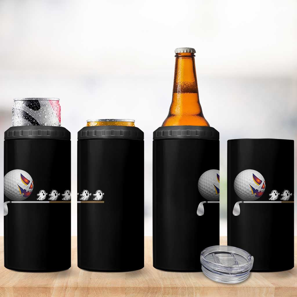 Funny Halloween Golf Pumpkin Chasing Ghost Gift 4 in 1 Can Cooler Tumbler