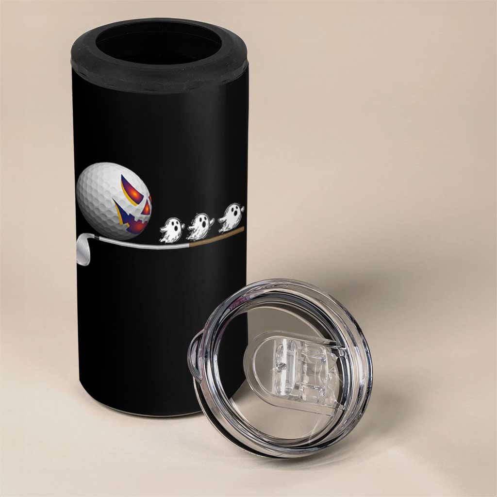 Funny Halloween Golf Pumpkin Chasing Ghost Gift 4 in 1 Can Cooler Tumbler