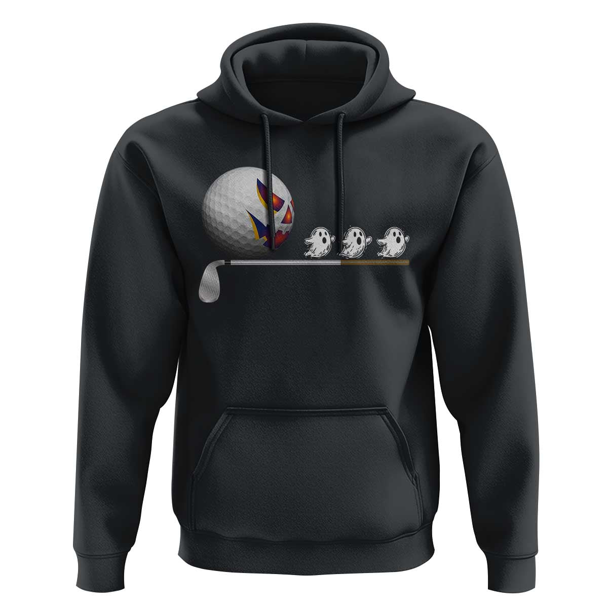 Funny Halloween Golf Pumpkin Chasing Ghost Gift Hoodie - Wonder Print Shop