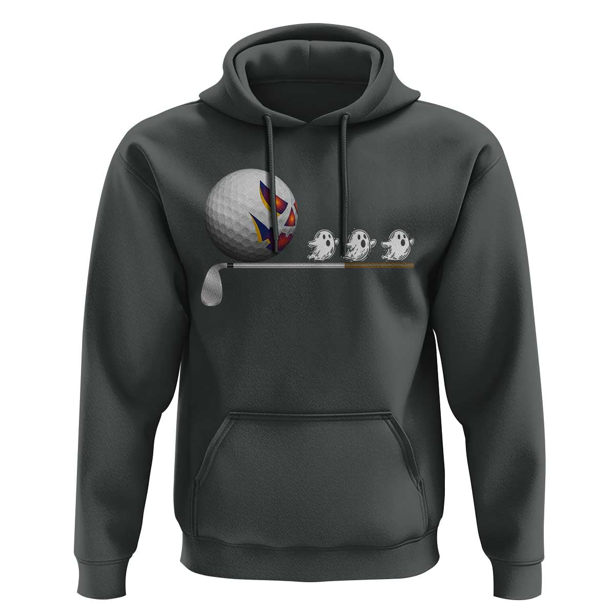 Funny Halloween Golf Pumpkin Chasing Ghost Gift Hoodie - Wonder Print Shop