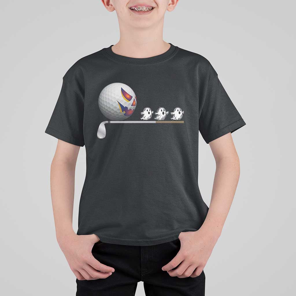 Funny Halloween Golf Pumpkin Chasing Ghost Gift T Shirt For Kid - Wonder Print Shop