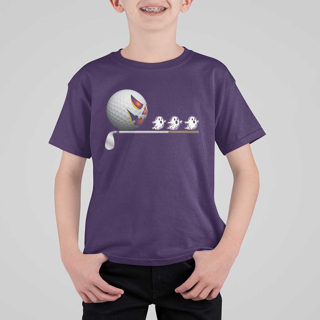 Funny Halloween Golf Pumpkin Chasing Ghost Gift T Shirt For Kid - Wonder Print Shop