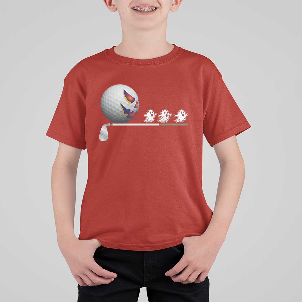 Funny Halloween Golf Pumpkin Chasing Ghost Gift T Shirt For Kid - Wonder Print Shop
