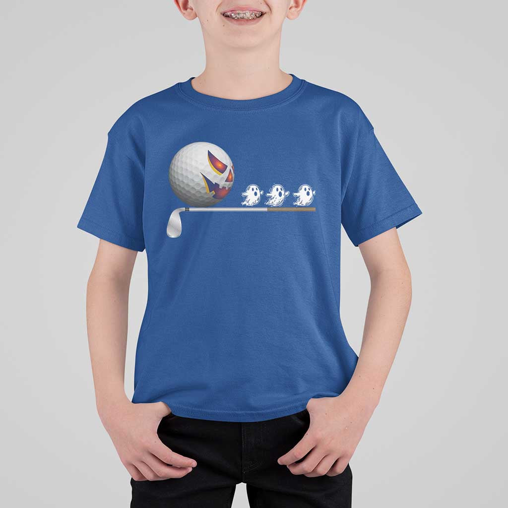Funny Halloween Golf Pumpkin Chasing Ghost Gift T Shirt For Kid - Wonder Print Shop