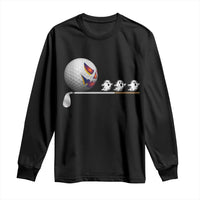 Funny Halloween Golf Pumpkin Chasing Ghost Gift Long Sleeve Shirt - Wonder Print Shop