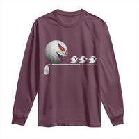 Funny Halloween Golf Pumpkin Chasing Ghost Gift Long Sleeve Shirt - Wonder Print Shop