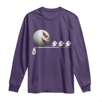 Funny Halloween Golf Pumpkin Chasing Ghost Gift Long Sleeve Shirt - Wonder Print Shop