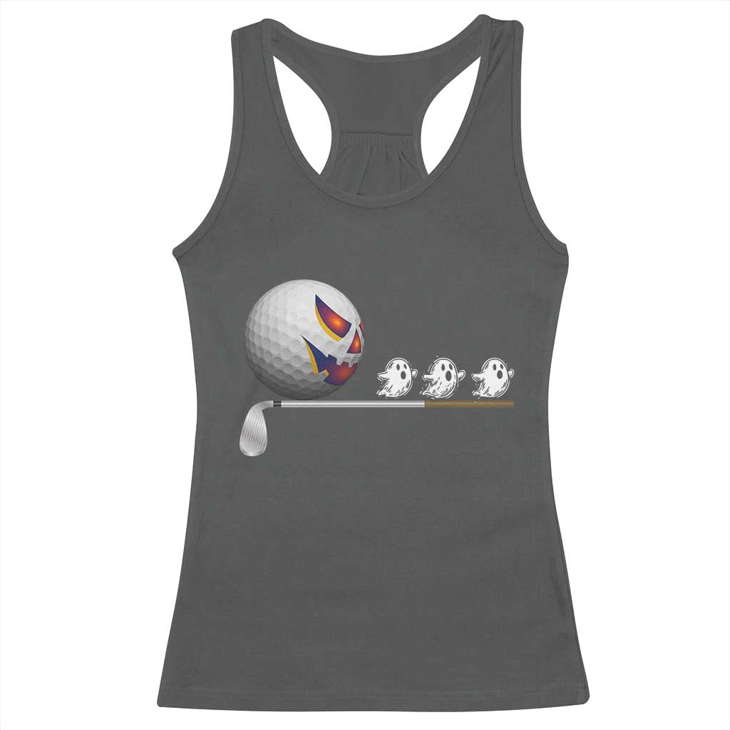 Funny Halloween Golf Pumpkin Chasing Ghost Gift Racerback Tank Top - Wonder Print Shop