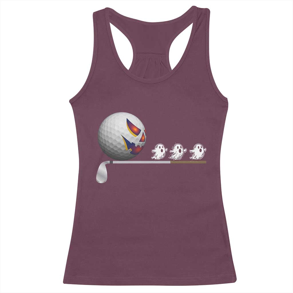 Funny Halloween Golf Pumpkin Chasing Ghost Gift Racerback Tank Top - Wonder Print Shop