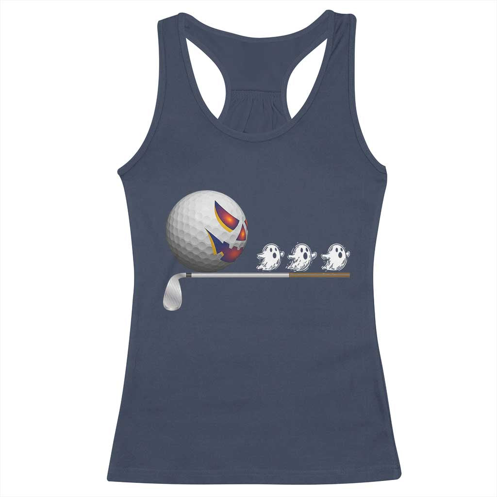 Funny Halloween Golf Pumpkin Chasing Ghost Gift Racerback Tank Top - Wonder Print Shop