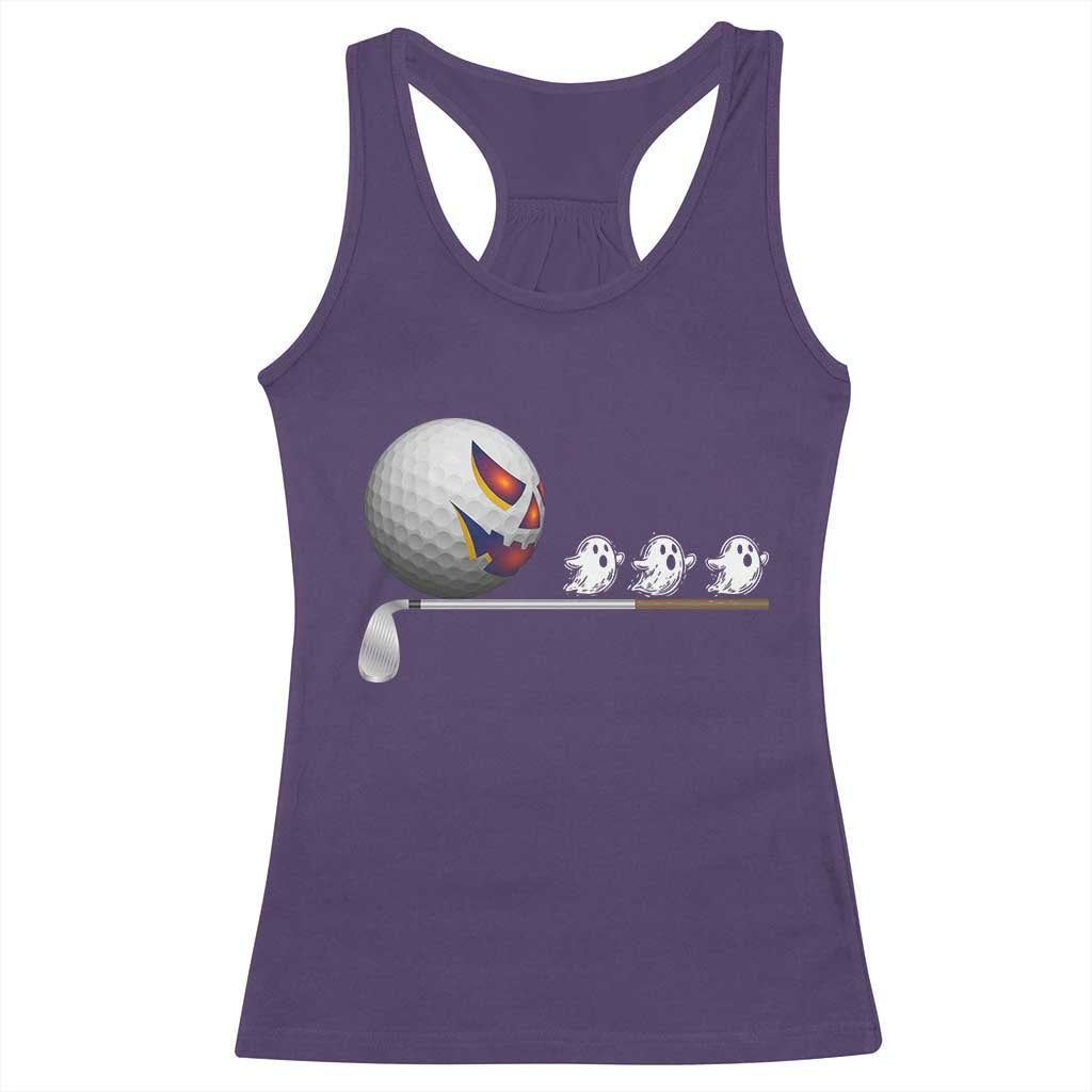 Funny Halloween Golf Pumpkin Chasing Ghost Gift Racerback Tank Top - Wonder Print Shop