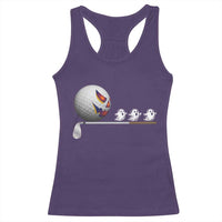 Funny Halloween Golf Pumpkin Chasing Ghost Gift Racerback Tank Top - Wonder Print Shop