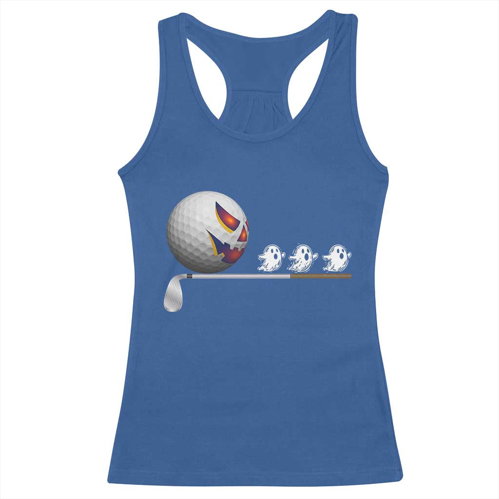 Funny Halloween Golf Pumpkin Chasing Ghost Gift Racerback Tank Top - Wonder Print Shop