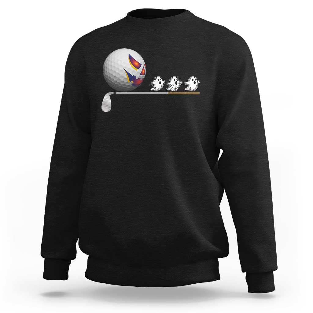 Funny Halloween Golf Pumpkin Chasing Ghost Gift Sweatshirt - Wonder Print Shop
