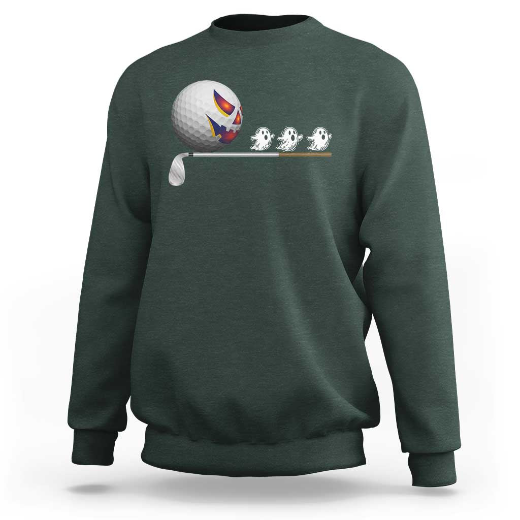 Funny Halloween Golf Pumpkin Chasing Ghost Gift Sweatshirt - Wonder Print Shop