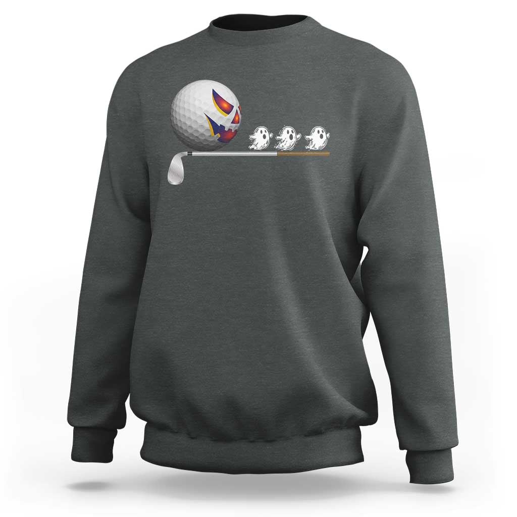 Funny Halloween Golf Pumpkin Chasing Ghost Gift Sweatshirt - Wonder Print Shop