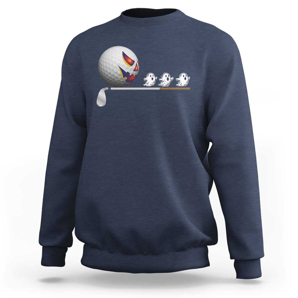 Funny Halloween Golf Pumpkin Chasing Ghost Gift Sweatshirt - Wonder Print Shop