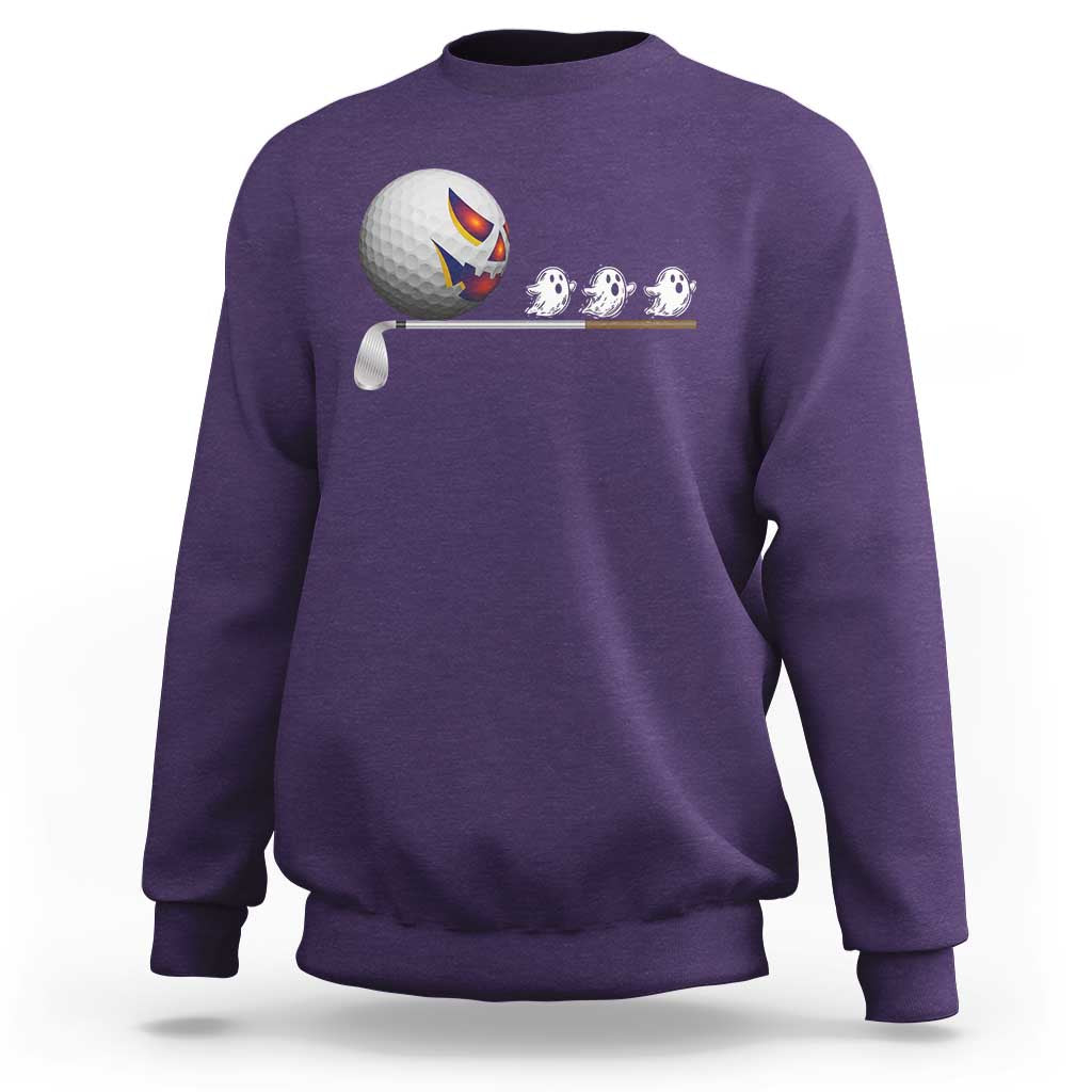 Funny Halloween Golf Pumpkin Chasing Ghost Gift Sweatshirt - Wonder Print Shop
