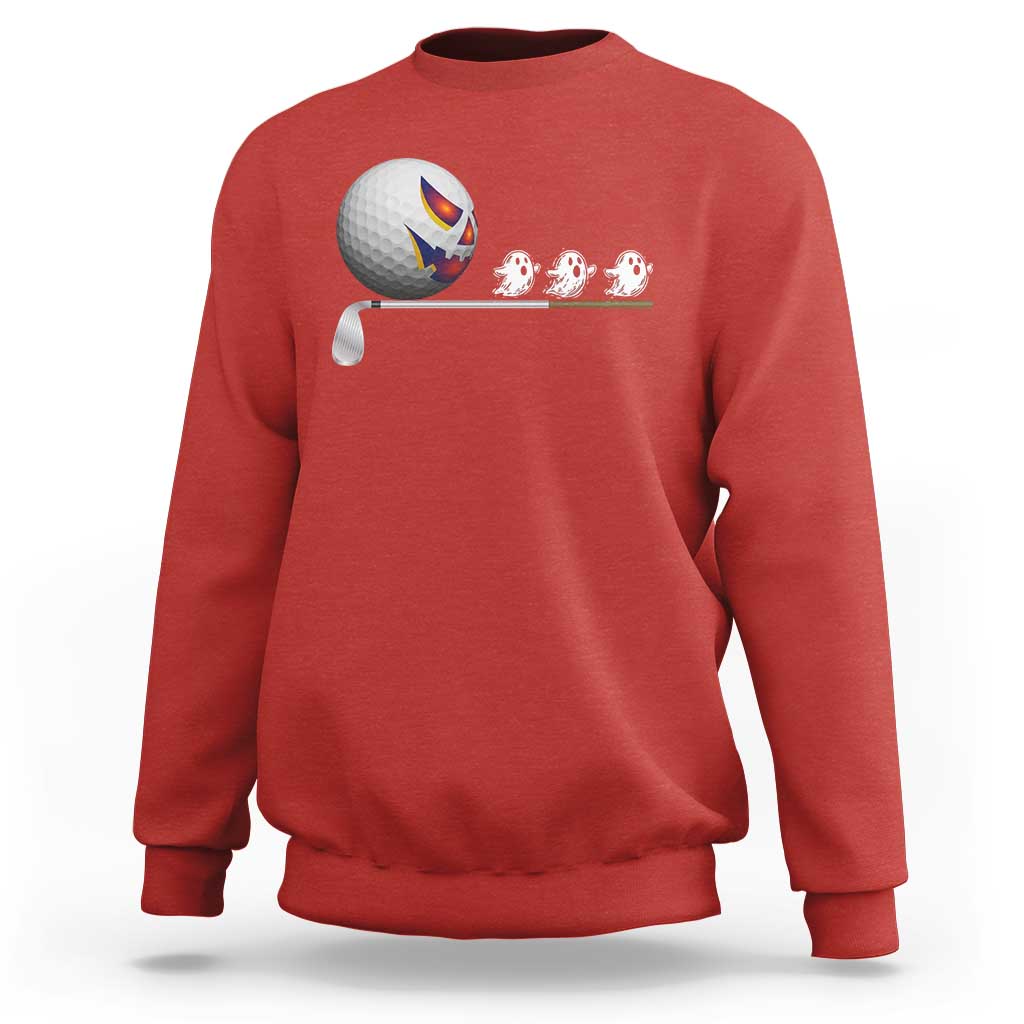Funny Halloween Golf Pumpkin Chasing Ghost Gift Sweatshirt - Wonder Print Shop