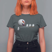 Funny Halloween Golf Pumpkin Chasing Ghost Gift T Shirt For Women - Wonder Print Shop