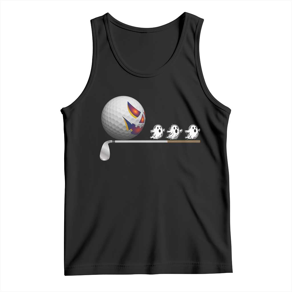 Funny Halloween Golf Pumpkin Chasing Ghost Gift Tank Top - Wonder Print Shop