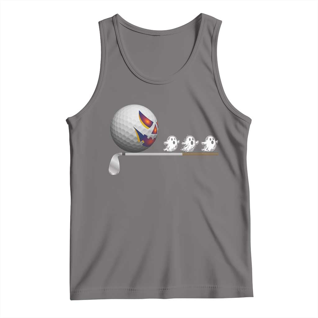 Funny Halloween Golf Pumpkin Chasing Ghost Gift Tank Top - Wonder Print Shop