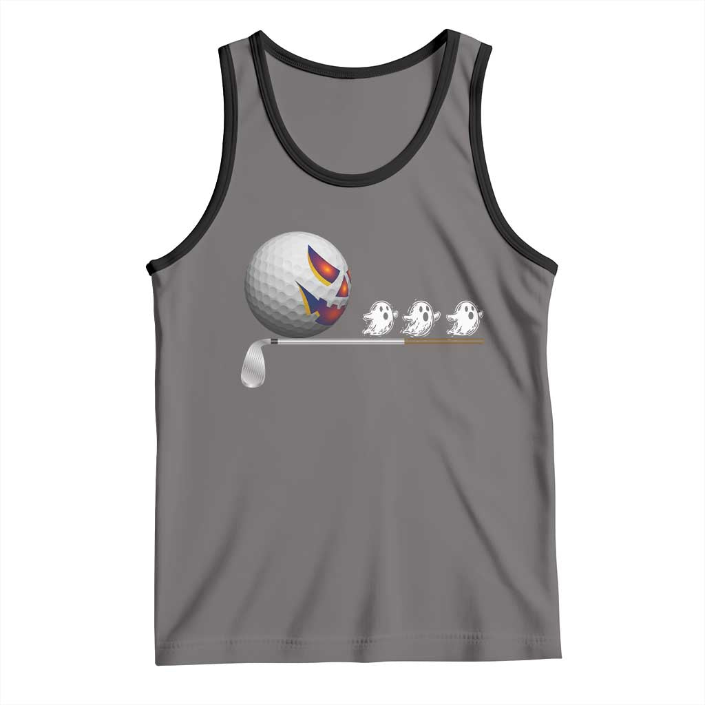 Funny Halloween Golf Pumpkin Chasing Ghost Gift Tank Top - Wonder Print Shop