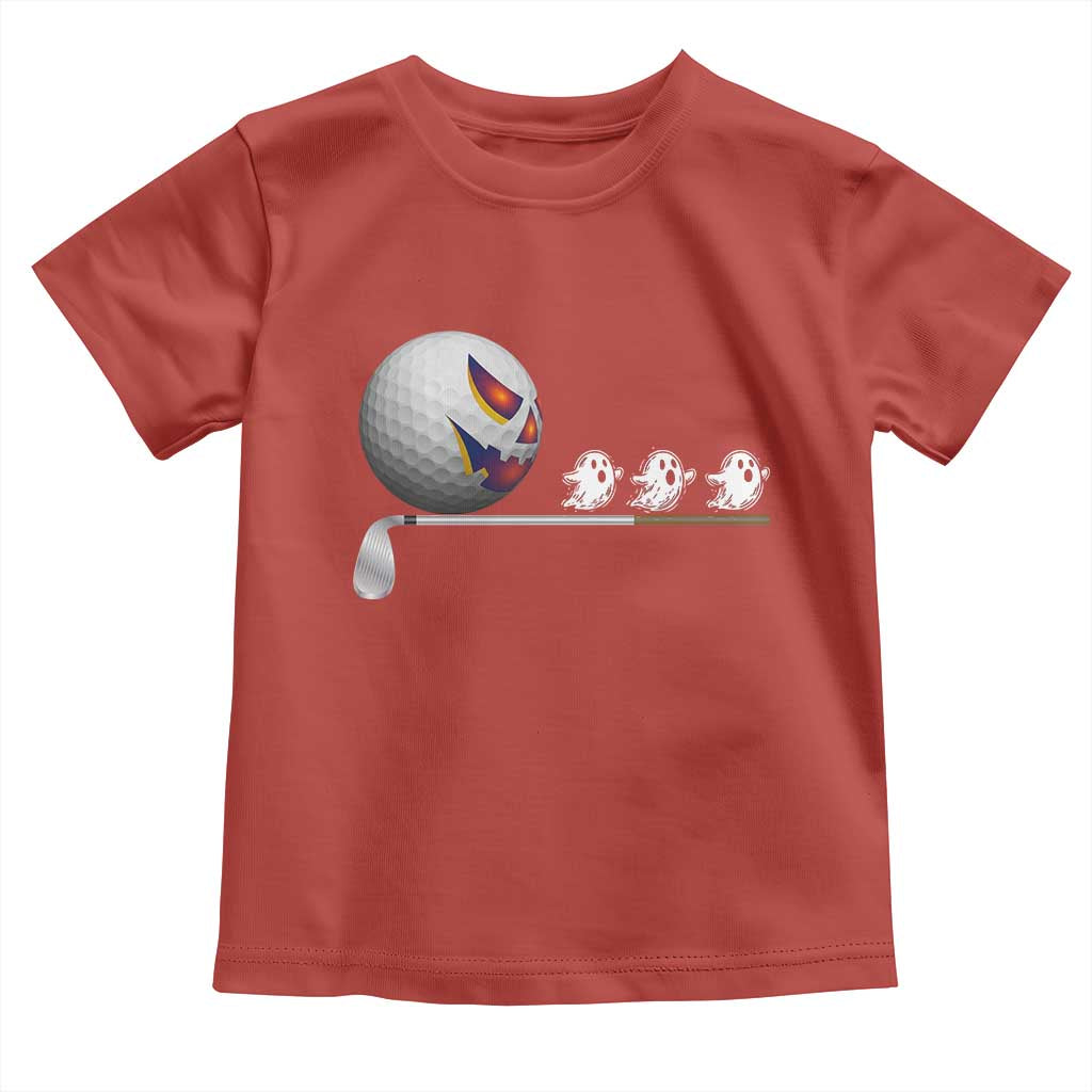 Funny Halloween Golf Pumpkin Chasing Ghost Gift Toddler T Shirt - Wonder Print Shop