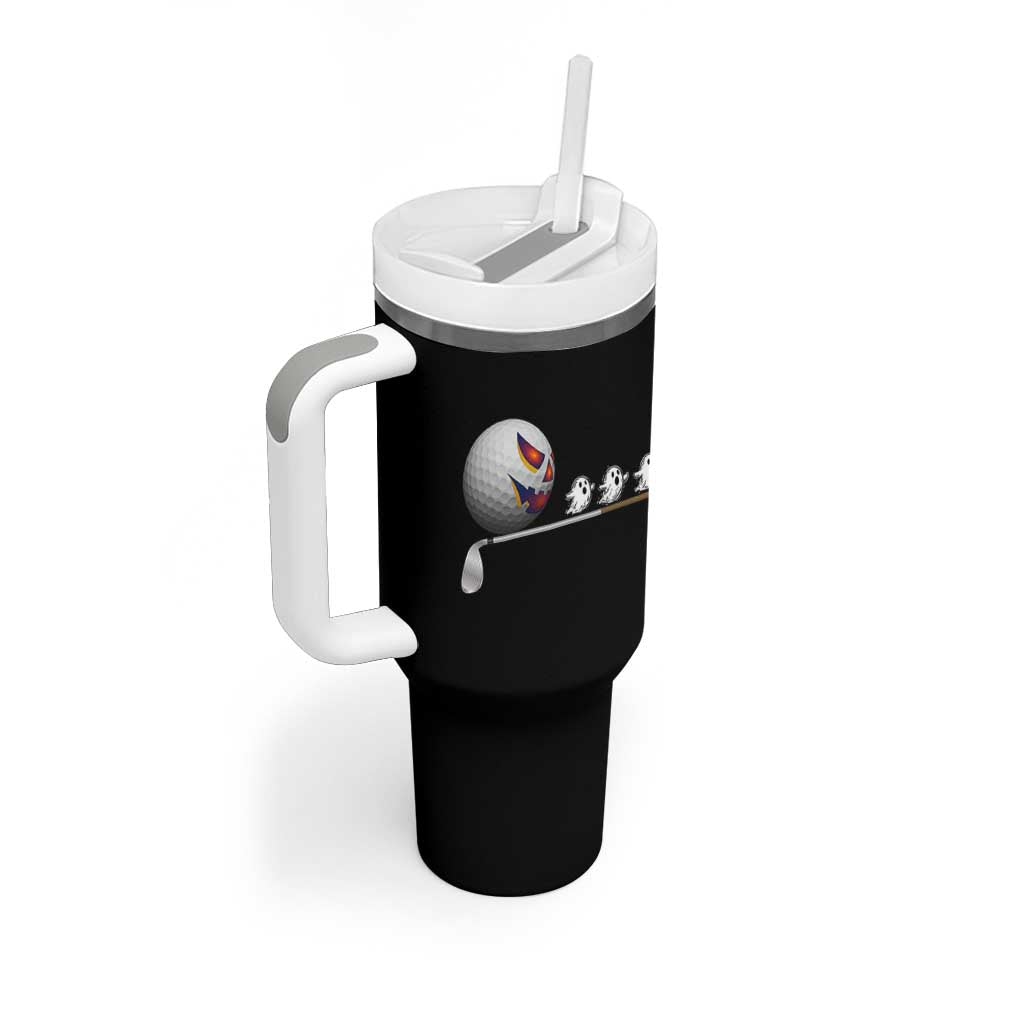 Funny Halloween Golf Pumpkin Chasing Ghost Gift Tumbler With Handle